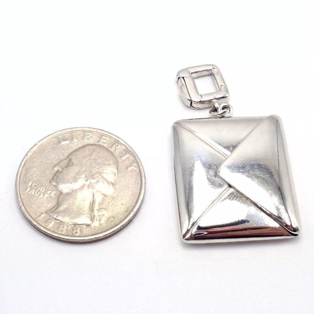 Rare! Louis Vuitton LV 18k White Gold Opening Envelope Letter Charm Pendant - Picture 3 of 8